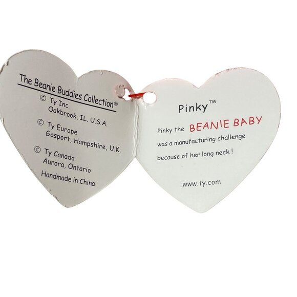 Ty Pinky Flamingo Beanie Buddy Plush1998 Polyester Fiber Pellets Pink 16 Inch - Picture 10 of 14